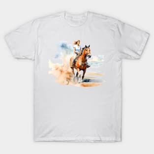 Horseback Beach Riding Watercolor T-Shirt